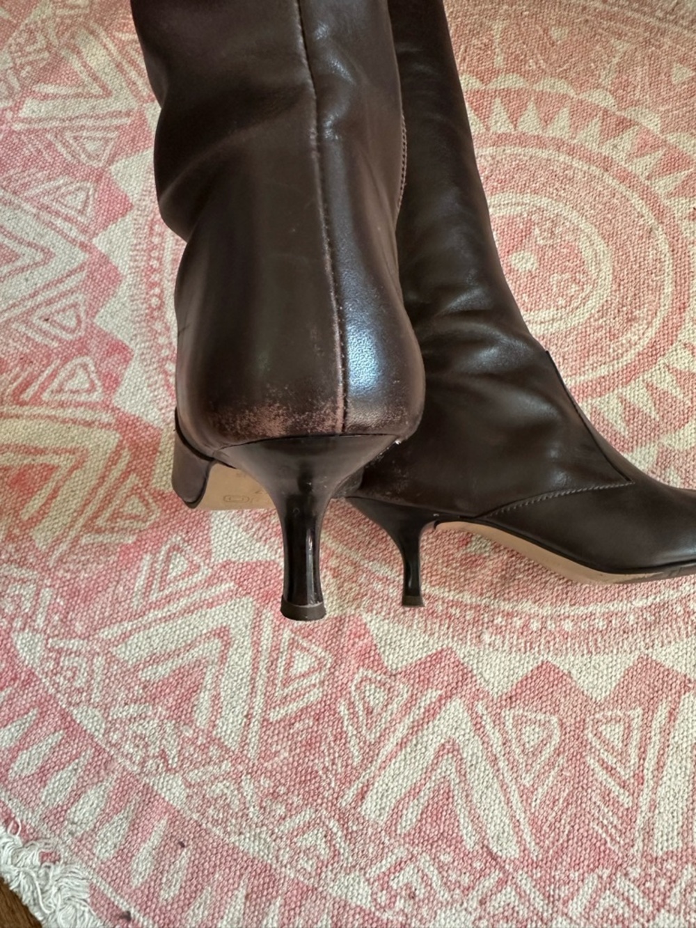 Dark Brown Leather Narrow-Calf Knee-High Boots - Picture 4 of 8